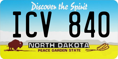 ND license plate ICV840