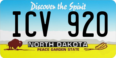 ND license plate ICV920