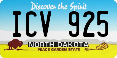 ND license plate ICV925