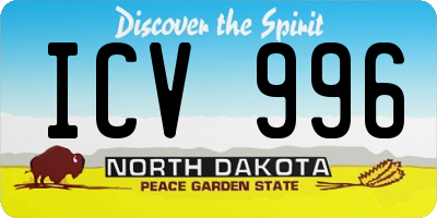 ND license plate ICV996