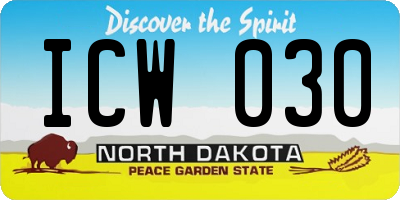 ND license plate ICW030