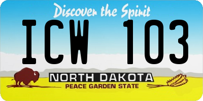 ND license plate ICW103