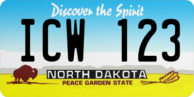 ND license plate ICW123