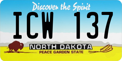 ND license plate ICW137