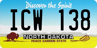 ND license plate ICW138