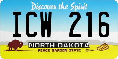ND license plate ICW216
