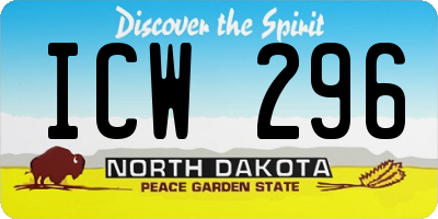 ND license plate ICW296