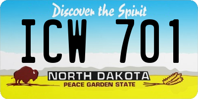 ND license plate ICW701