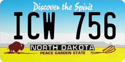 ND license plate ICW756
