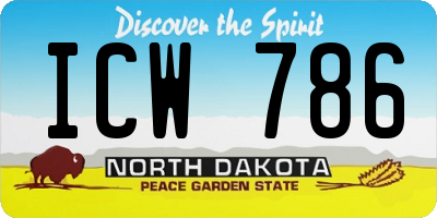ND license plate ICW786