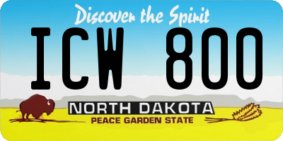 ND license plate ICW800