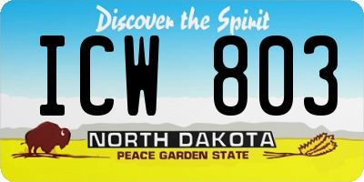 ND license plate ICW803