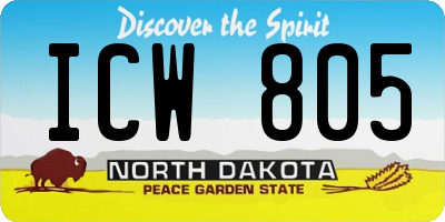 ND license plate ICW805