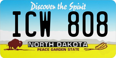 ND license plate ICW808