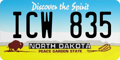ND license plate ICW835