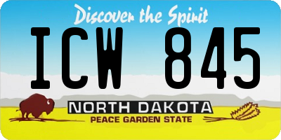 ND license plate ICW845