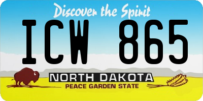 ND license plate ICW865