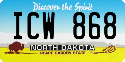 ND license plate ICW868