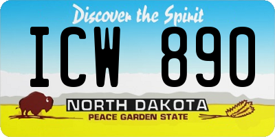 ND license plate ICW890
