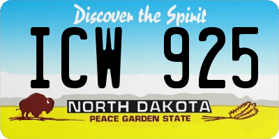 ND license plate ICW925
