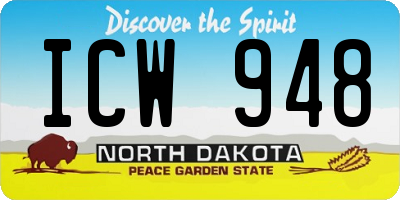 ND license plate ICW948