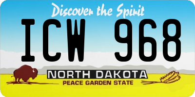 ND license plate ICW968