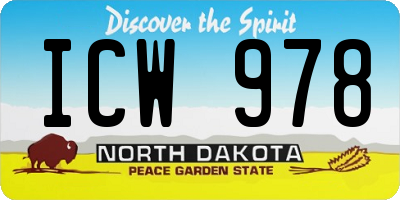 ND license plate ICW978