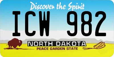 ND license plate ICW982