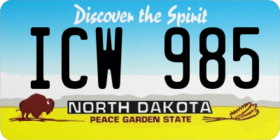 ND license plate ICW985
