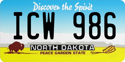 ND license plate ICW986