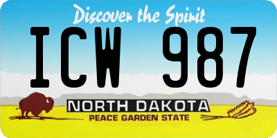 ND license plate ICW987
