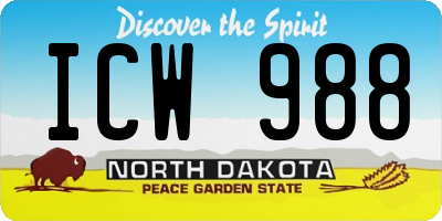ND license plate ICW988