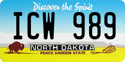 ND license plate ICW989