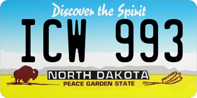 ND license plate ICW993