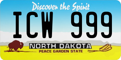 ND license plate ICW999