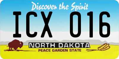 ND license plate ICX016