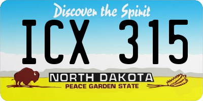ND license plate ICX315