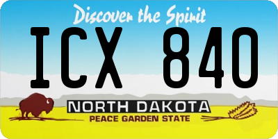 ND license plate ICX840