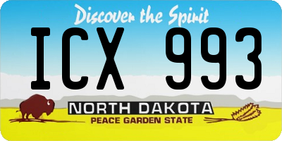 ND license plate ICX993
