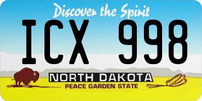 ND license plate ICX998