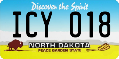 ND license plate ICY018