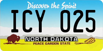ND license plate ICY025