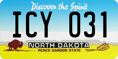 ND license plate ICY031