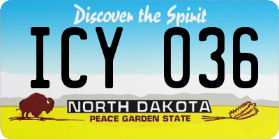 ND license plate ICY036