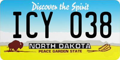 ND license plate ICY038