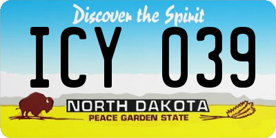 ND license plate ICY039