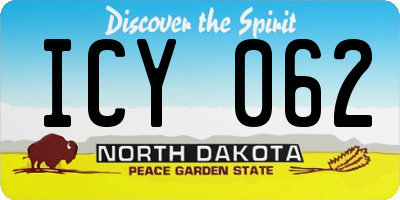 ND license plate ICY062