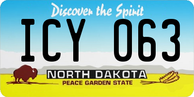 ND license plate ICY063
