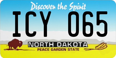 ND license plate ICY065