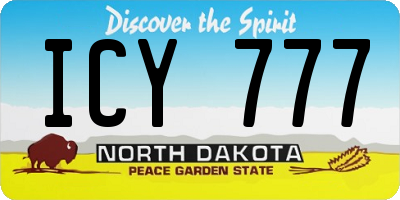 ND license plate ICY777